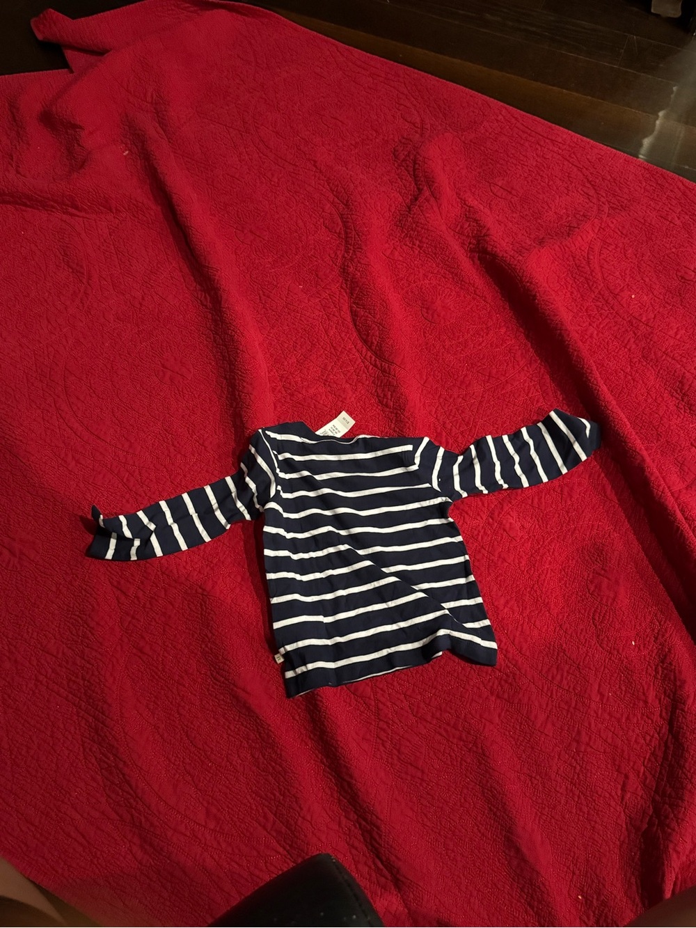 GAP Navy and White Striped Long-Sleeve Kids Tee
